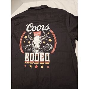 Coors Beer Button Up Shirt Mens XL Black Brewery Cowboy Rodeo Horse Brew NWot